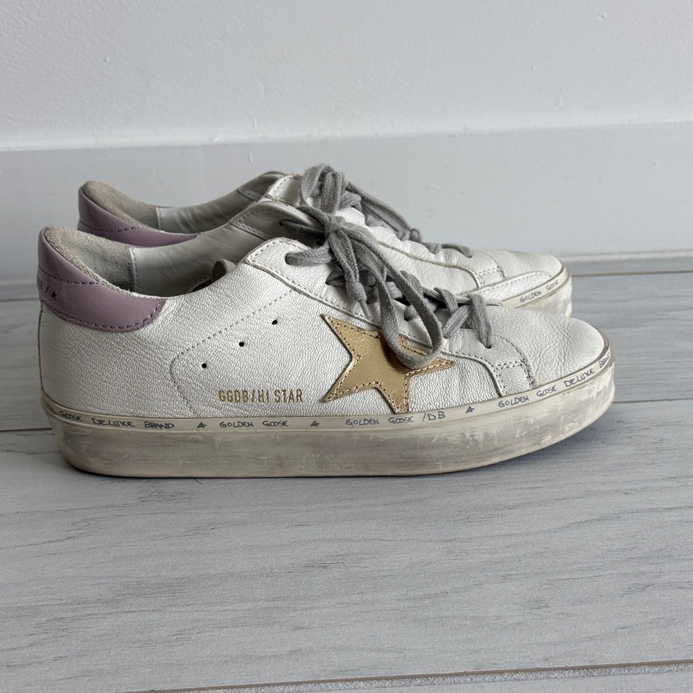 Women’s Golden Goose Sneakers with Purple Heel (9) Like New